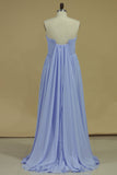 2024 Chiffon Strapless Prom Dresses A Line With Slit And PNQLLLS1