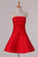 2022 New Arrival Strapless Homecoming Dresses A Line Satin With P3NBJ24S