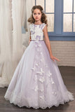 2024 Flower Girl Dresses A Line Scoop Tulle With Applique And P89BG8F8