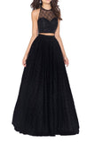 2024 Black Two Piece Polka A-Line Prom Dresses Side PJRP8HQT
