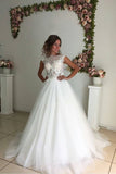 2024 Bateau A Line Wedding Dresses Tulle With Applique PT9ZKA6H