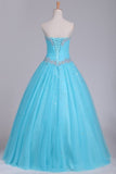 2022 Quinceanera Dresses Sweetheart Tulle With Beads And Ruffles PLZ8YXPL