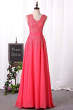 2022 Prom Dresses A Line Scoop Chiffon With Applique PYBZR8CF