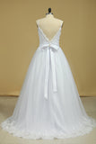 Wedding Dresses Spaghetti Straps Tulle With Applique And STGPFGDEMAQ