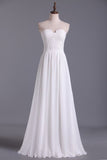 2024 Chic Prom Dresses Long A Line Strapless Chiffon Ivory Color Petite Size Under P4GPAN2F
