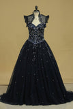 2024 Ball Gown Beaded Bodice Quinceanera Dresses Sweetheart Tulle Sweep PSFCG734