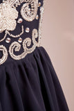 2024 Beaded Bodice Prom Dresses A Line Chiffon Floor PD4A83LT
