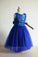 Blue A Line Floor Length Scoop Neck Sleeveless Sequins Flower Girl Dresses,Baby Dresses