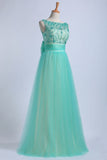 2022 Prom Dresses Scoop Floor Length Tulle With P6KYMZJF