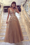 2024 A Line Straps With Applique Prom Dresses Tulle PH9CSFJE