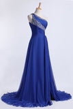 2022 Prom Dresses Beaded&Ruffled One Shoulder Chiffon With P7ZDS53G