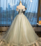 Ball Gown Strapless Appliques Beads Tulle Quinceanera Dresses with Lace up, Prom Dresses STG15564