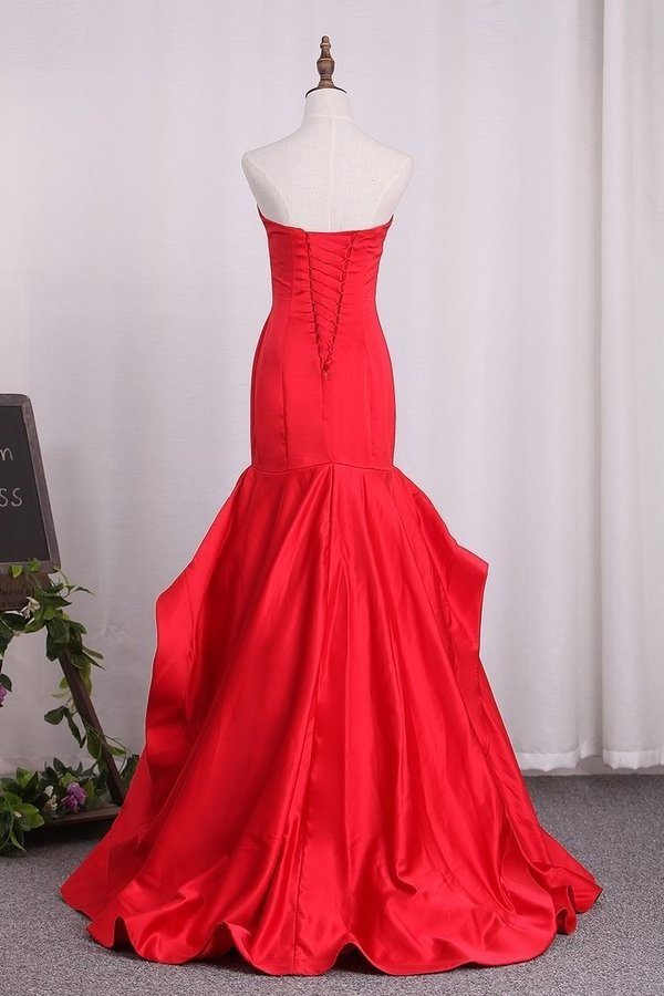 2022 New Arrival Sweetheart Satin Mermaid Lace Up PMPTB497