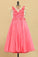 2022 Mother And Daughter Prom Dress V Neck Satin With Handmade Flowers A PSL3NGD8