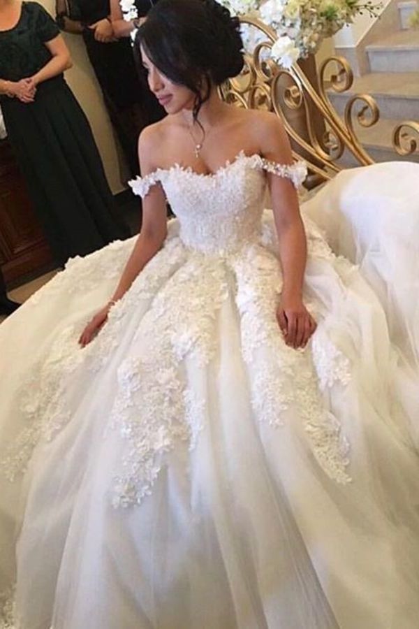 2022 New Arrival Wedding Dresses Ball Gown Tulle With Appliques Off PS63379J