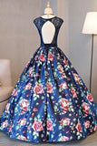 2024 Ball Gown Scoop Lace Floral Print Floor-Length Chic Prom Dress PN5MEZFC