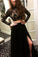 Long Sleeves Modest Black Two Pieces Beaded Lace Long Women Dresses Prom Dresses