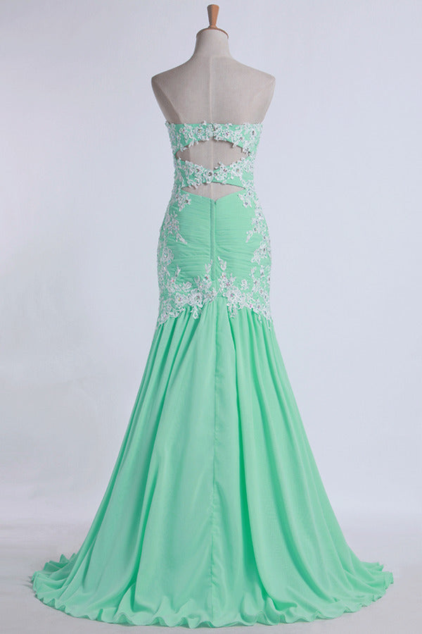 2022 Prom Dresses Pleated Chiffon With Beaded Lace Floor Length Open P3SK9ZDD
