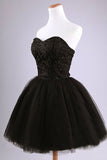 2024 Black Homecoming Dresses Ball Gown Sweetheart Short/Mini With Appliques P1ZE8AQY