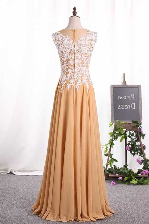2022 Prom Dresses A Line Scoop With Applique Chiffon PF3YD6E3