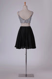 2024 Black Two-Piece Homecoming Dresses Beaded Bodice A-Line PJ69ZZ8M