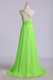 2022 Prom Dresses A Line One Shoulder Chiffon With PJGRPYPP