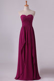 2024 Bridesmaid Dresses A Line Sweetheart Floor Length With Ruffles PTHNJSBD