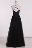 2024 Bridesmaid Dresses A Line Scoop Open Back Tulle With Embroidery P9937DK2