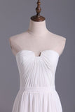 2024 Chic Prom Dresses Long A Line Strapless Chiffon Ivory Color Petite Size Under P4GPAN2F