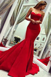 Sexy Red Sweetheart Mermaid Prom Dresses, Strapless Sweetheart Evening Dresses STG15348