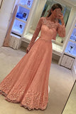 2022 Prom Dresses Long Sleeves A Line Lace With P9LND9K2