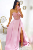 Modest A-Line Sweetheart Split Prom Dresses With STGPYMS3DHT