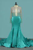 2024 Sexy Mermaid Prom Dresses Scoop Long Sleeves P3LD4Q5N