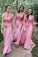 New Style Mismatched Pink Appliques Chiffon Floor Length Long Bridesmaid Dresses uk PW290