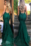 Sleeveless Lace Mermaid Long Prom Dresses