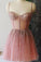 A Line Spaghetti Straps Sweetheart Tulle Beads Homecoming Dresses Short Prom Dresses