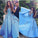 A line Blue Half Sleeve Satin Beads Prom Dresses Sweetheart Lace Appliques Formal Dress