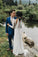 A line Ivory Long Sleeve Wedding Dresses Lace High Neck Wedding Gowns