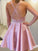 A line Round Neck Criss-Cross Straps Short Homecoming Dress with Beads Pockets
