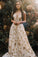 Cap Sleeve A Line Long Lace Prom Dresses With Gold Stars Evening Dresses