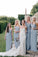 Cheap One Shoulder Sweetheart Chiffon Blue Bridesmaid Dresses Long Slit Prom Dresses