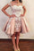 Chic Sheath Pink Above Knee Lace Appliques Cap Sleeve Homecoming Dresses