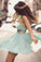 Criss Cross Cutout Mint Green Homecoming Dress Spaghetti Straps Chiffon Prom Dress