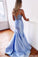 Elegant Spaghetti Straps Blue Two Piece Sleeveless Mermaid Prom Dresses