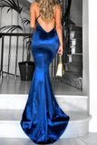 2022 Navy Blue New Mermaid V Neck Shirt Dress Long Criss-Cross Sexy Prom Dreses