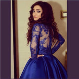 Homecoming Dress Lace Royal Blue Long Sleeves Homecoming Dress Short Prom Dresses