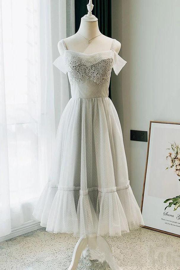 Modest Off the Shoulder Lace Short Formal Dress with Lace up Homecoming Dresses