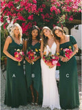 New Style Sheath Sweetheart Chiffon Dark Green Bridesmaid Dresses Wedding Party Dress