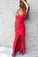 Red Mermaid Prom Dresses Sleeveless with Split Side Floor Length Party Dresses
