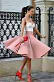 A Line Spaghetti Straps Sweetheart Blush Pink with Pleats Short Homecoming Dresses